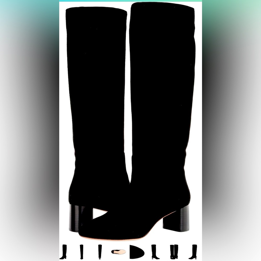 EUC Loeffler Randall Gia Riding Boot Black Suede in 8.5